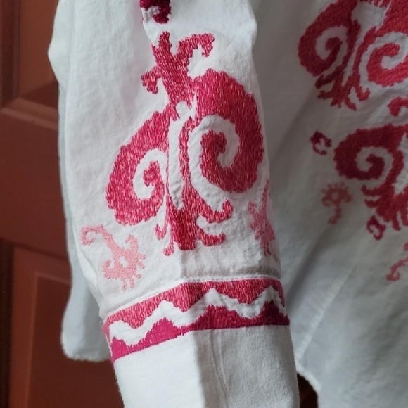 Chico's White Blouse with Pink Embroidery - Picture 9 of 13